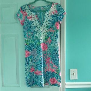 Lilly Pulitzer Floral Print Dress with Lace Detail